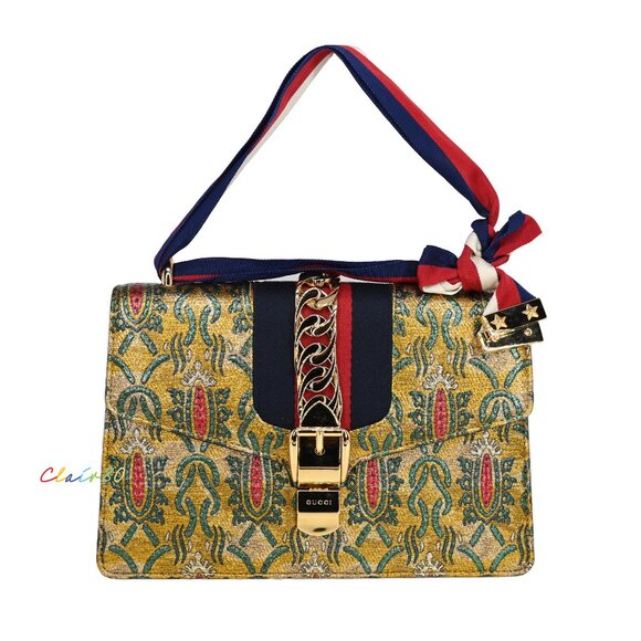 Gucci Small Sylvie Multicolor Brocade Shoulder Bag - Picture 3 of 12